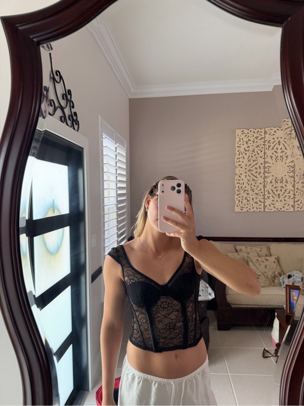 Edikted Black Lace Corset Crop Top